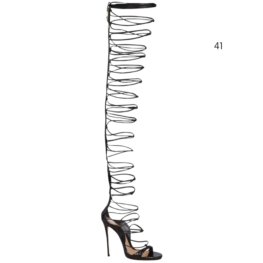 Dsquared2 Black High Lace-Up Sandals - EU41|8UK|10US