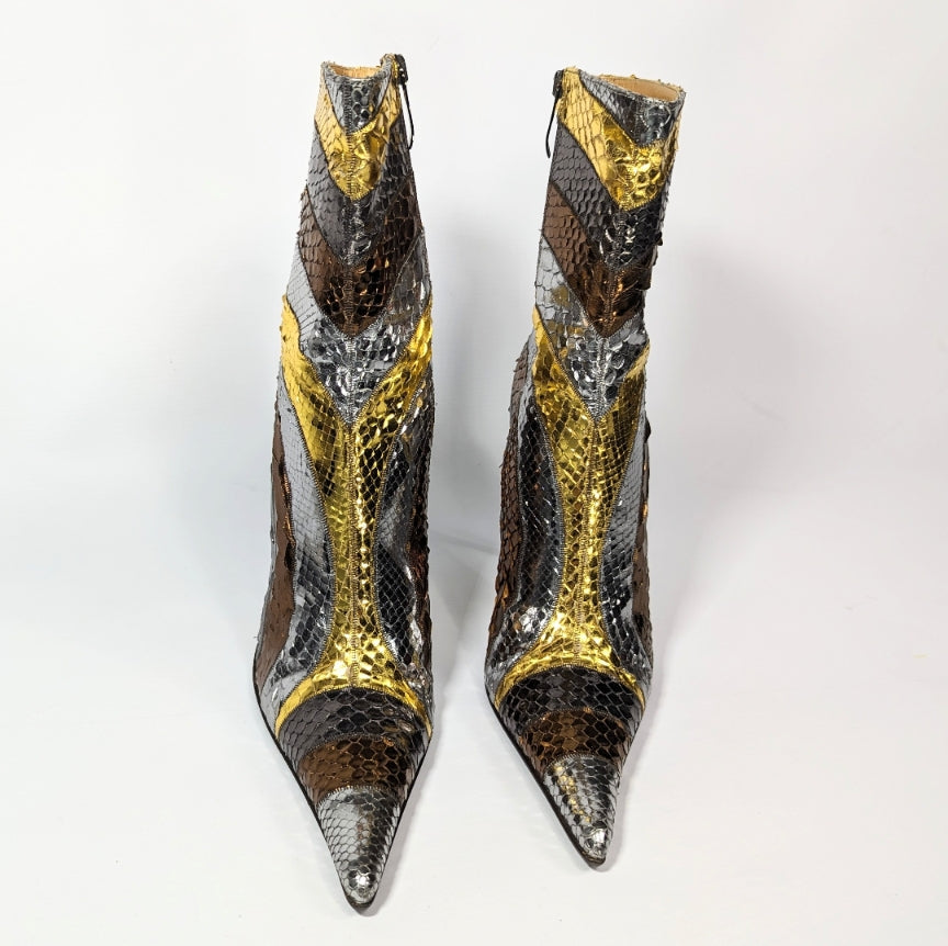 Gianmarco Lorenzi gold python ankle boots - EU40|7UK|9US