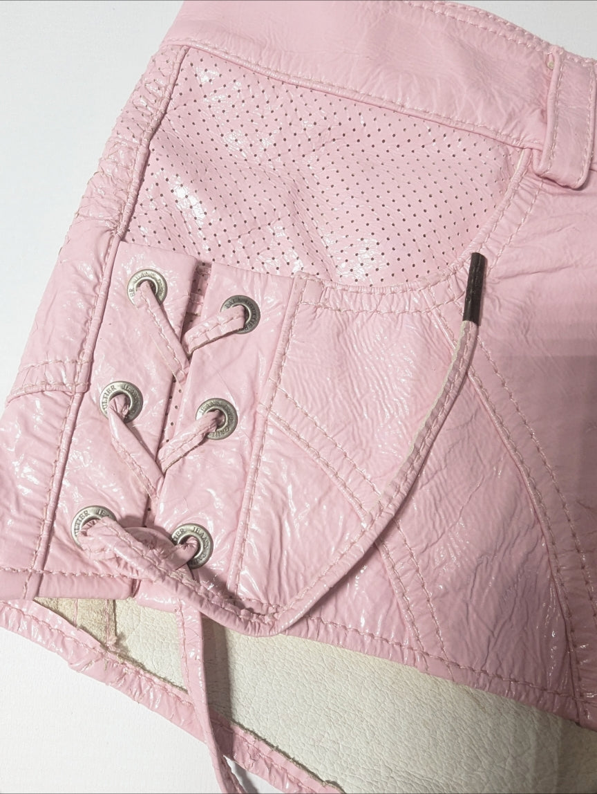 Jean-Paul Gaultier leather pink short