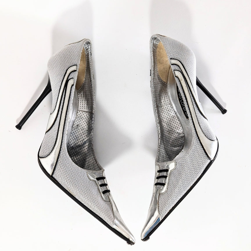 Gianmarco Lorenzi silver and black pump - FR38 | UK5| US6