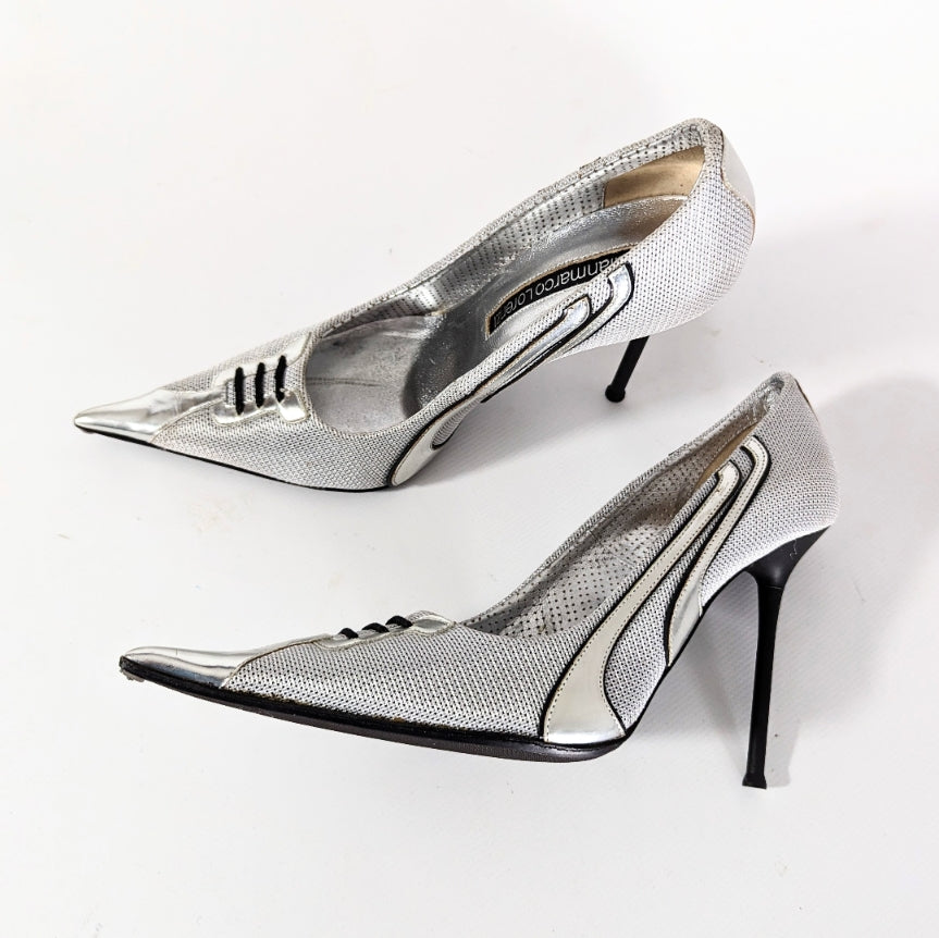 Gianmarco Lorenzi silver and black pump - FR38 | UK5| US6