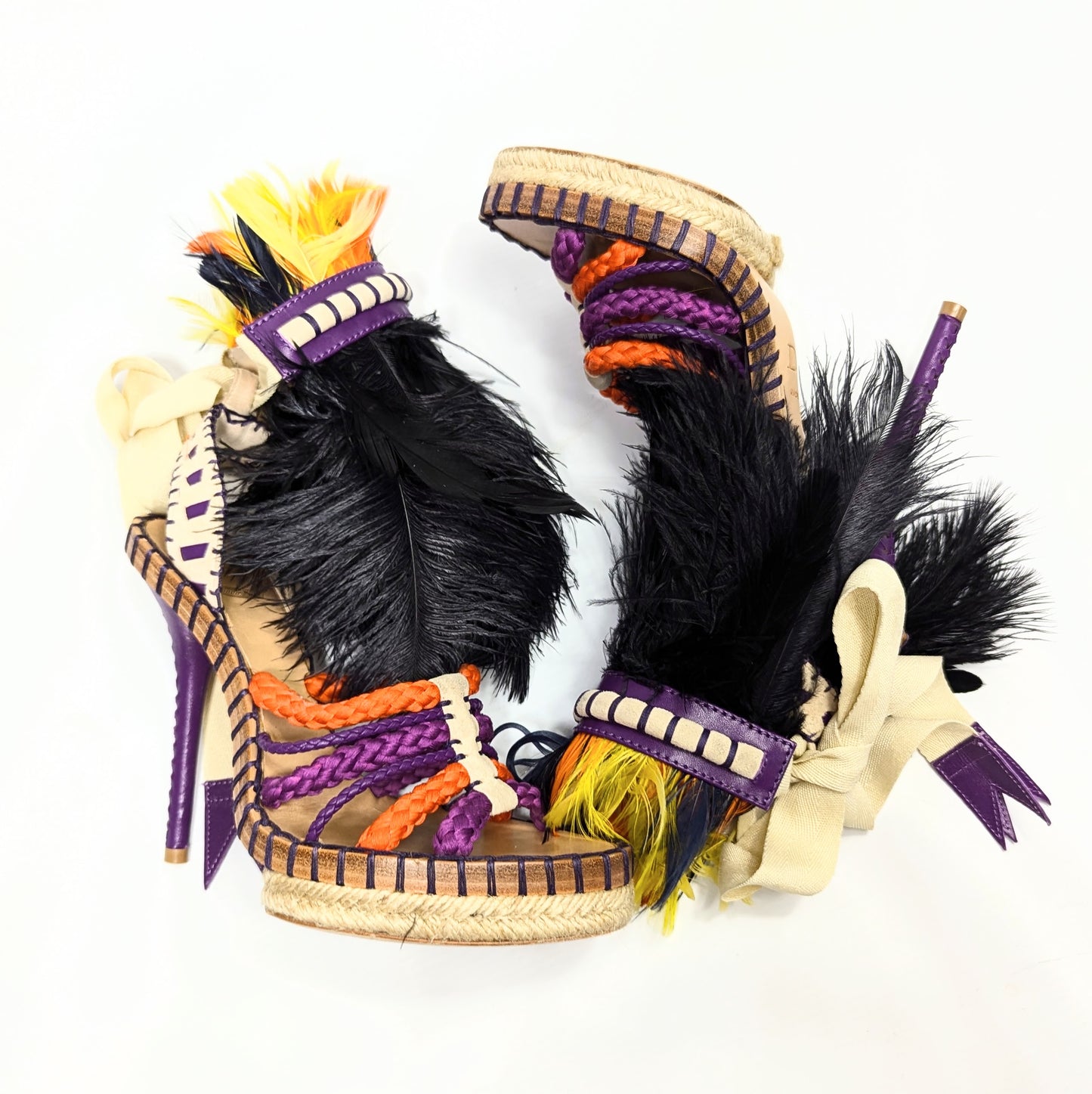 Dior by Galliano Feather Sandals - EU37.5|UK4.5|US6.5