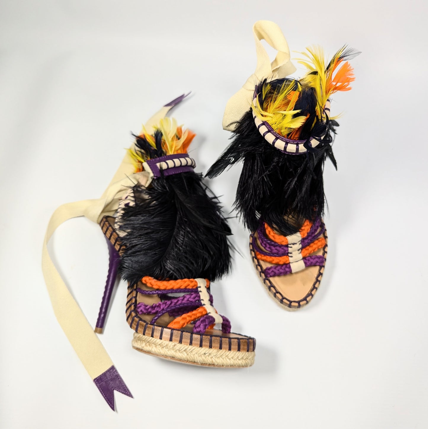 Dior by Galliano Feather Sandals - EU37.5|UK4.5|US6.5