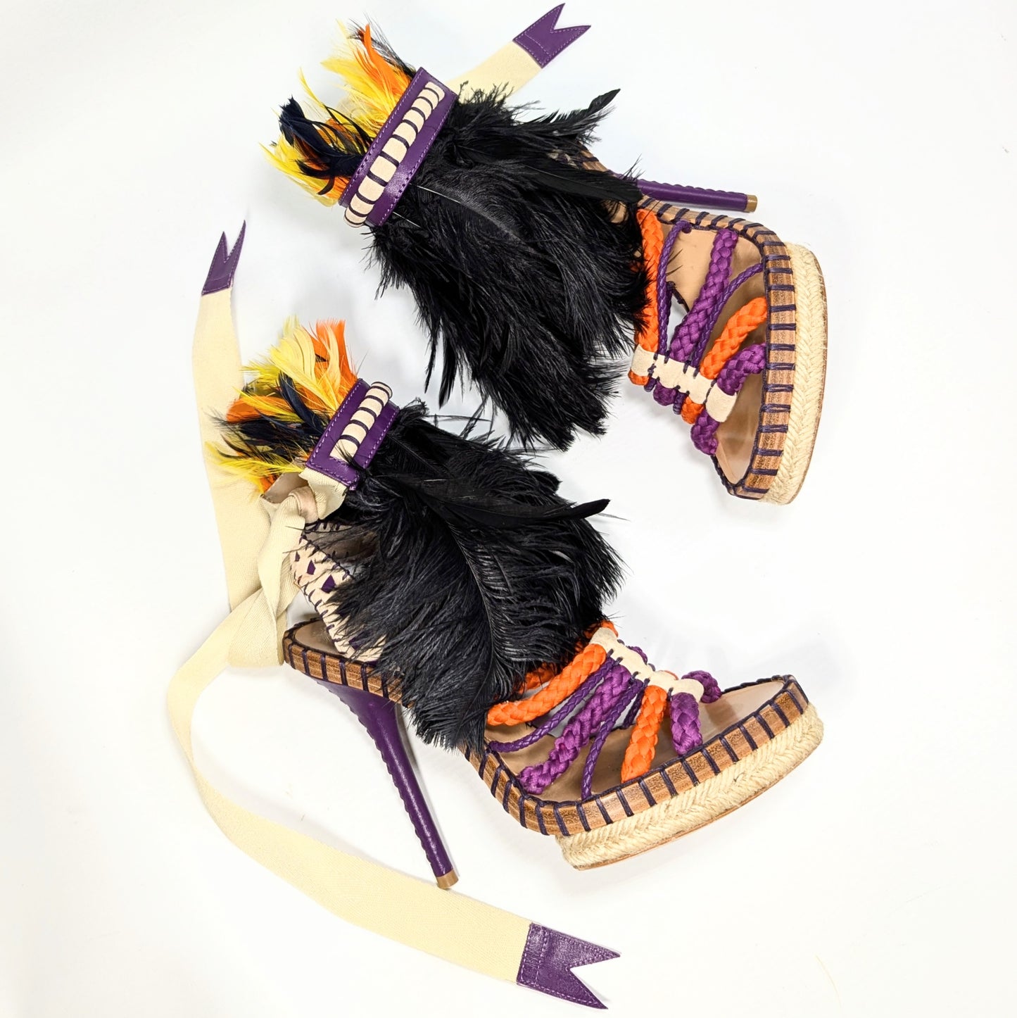 Dior by Galliano Feather Sandals - EU37.5|UK4.5|US6.5