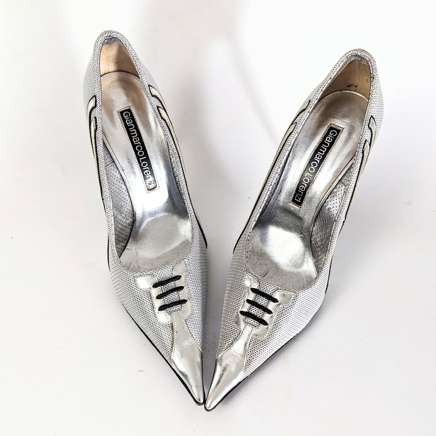 Gianmarco Lorenzi silver and black pump - FR38 | UK5| US6
