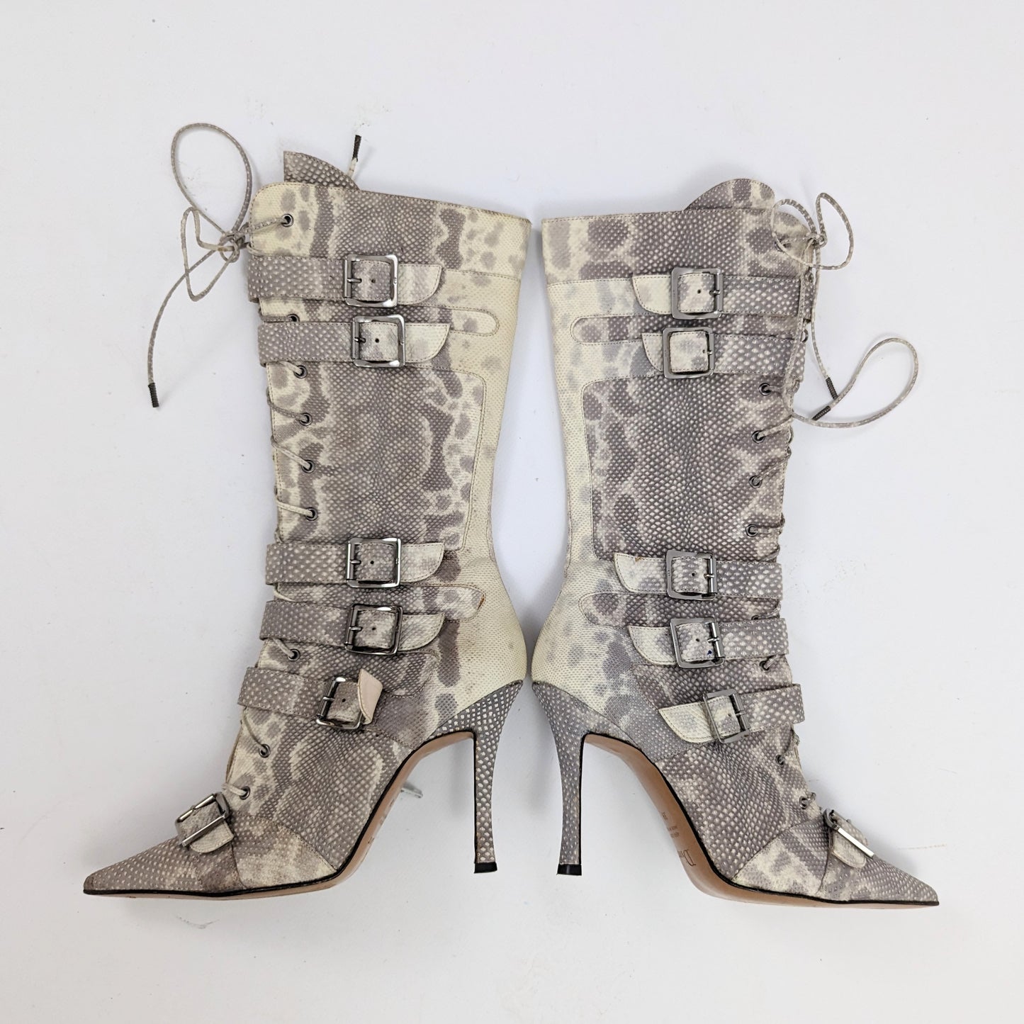Gray snake leather Dior lace-up boots - EU38 | UK5 | US6 5.