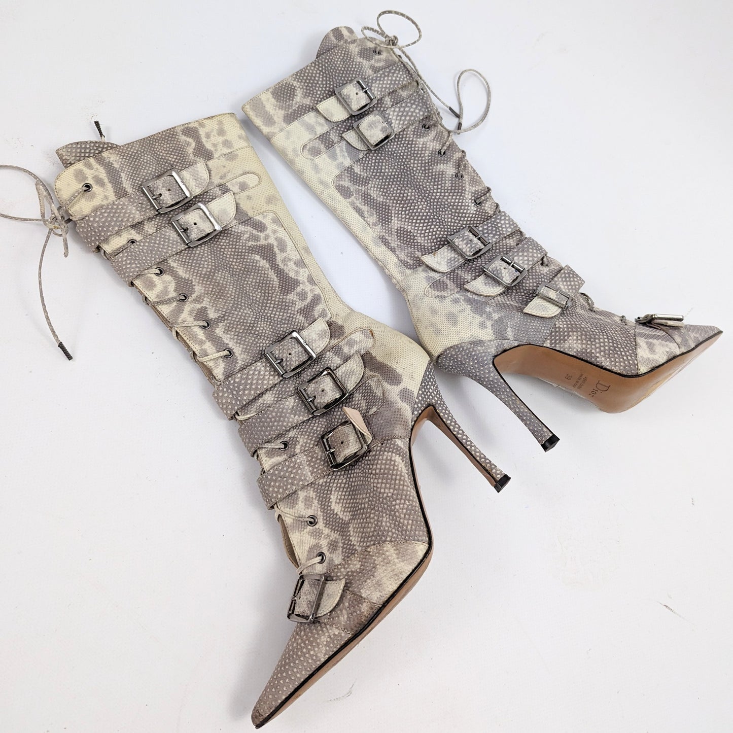 Gray snake leather Dior lace-up boots - EU38 | UK5 | US6 5.