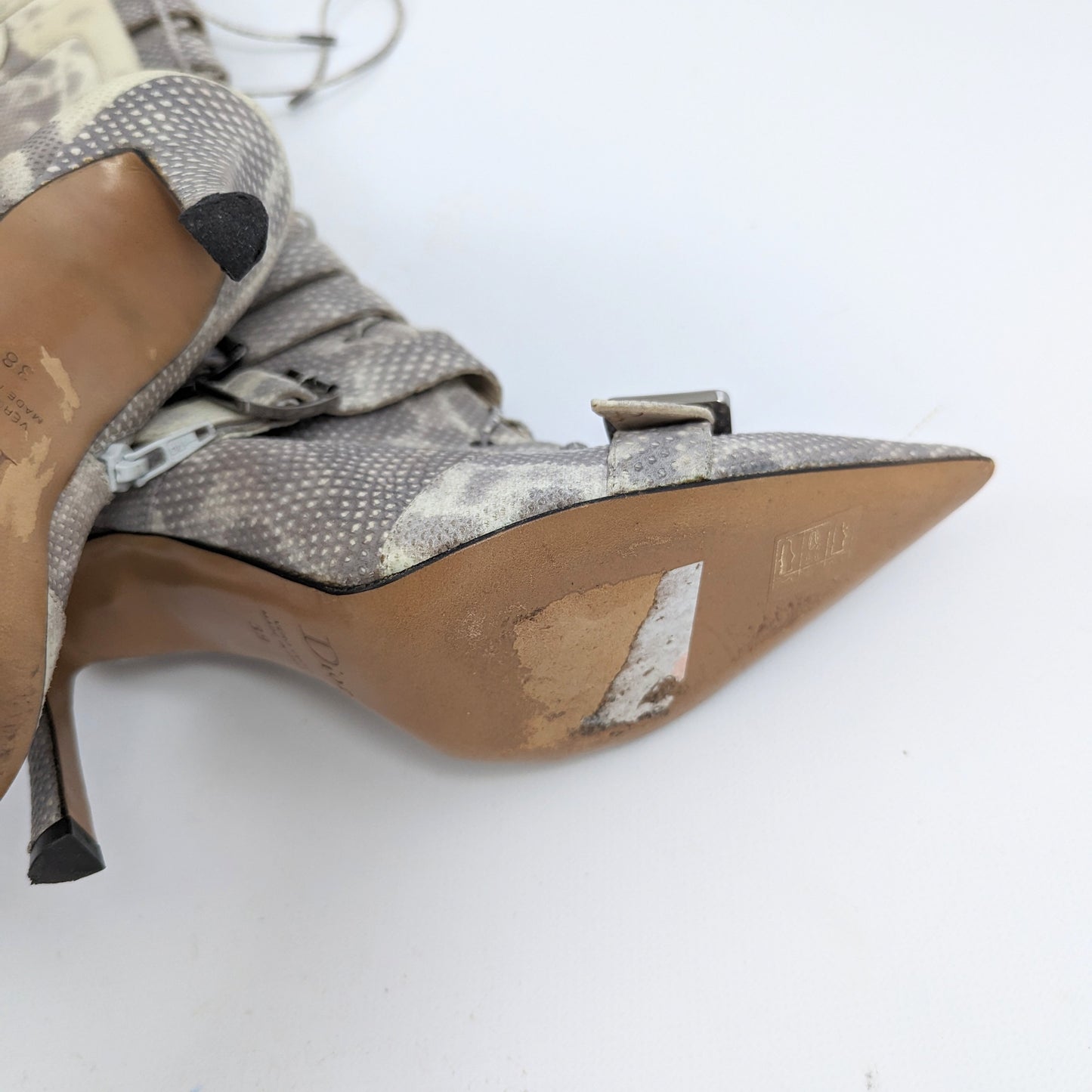Gray snake leather Dior lace-up boots - EU38 | UK5 | US6 5.