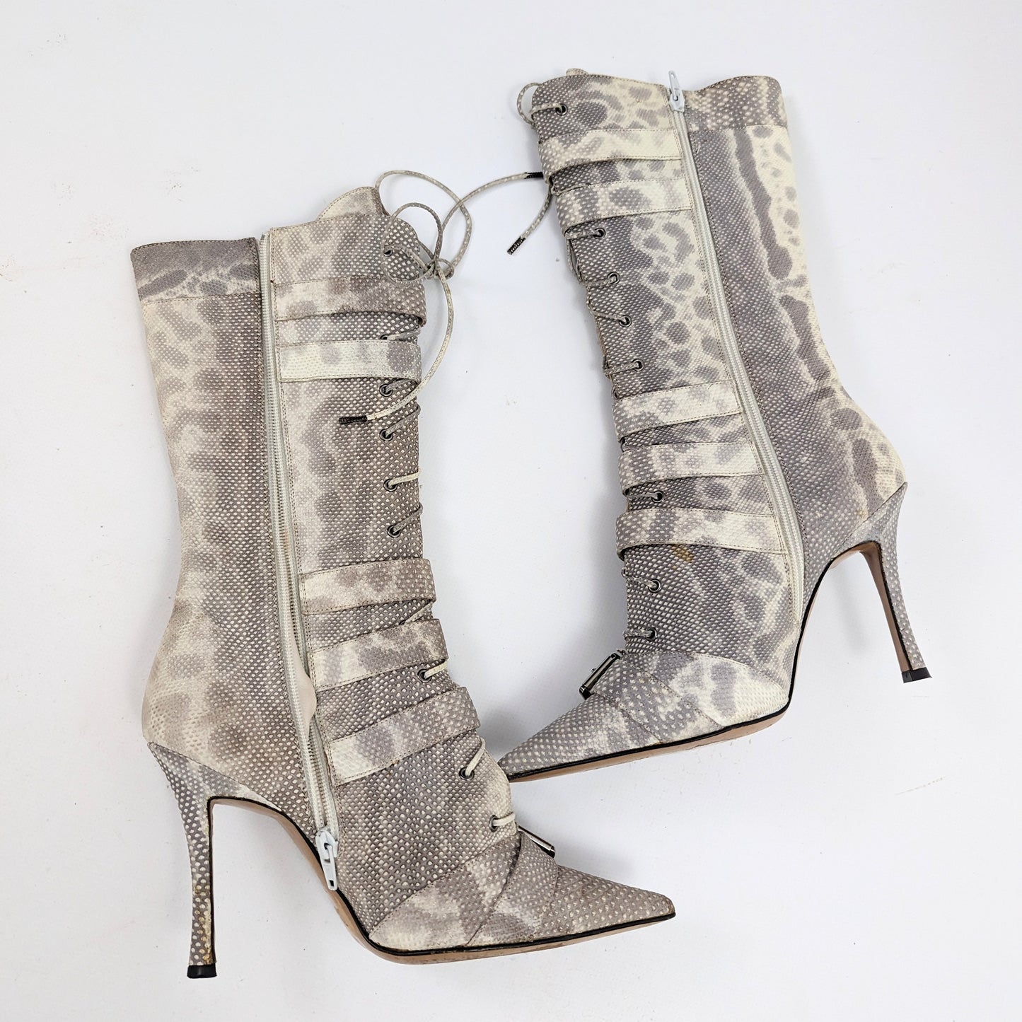 Gray snake leather Dior lace-up boots - EU38 | UK5 | US6 5.