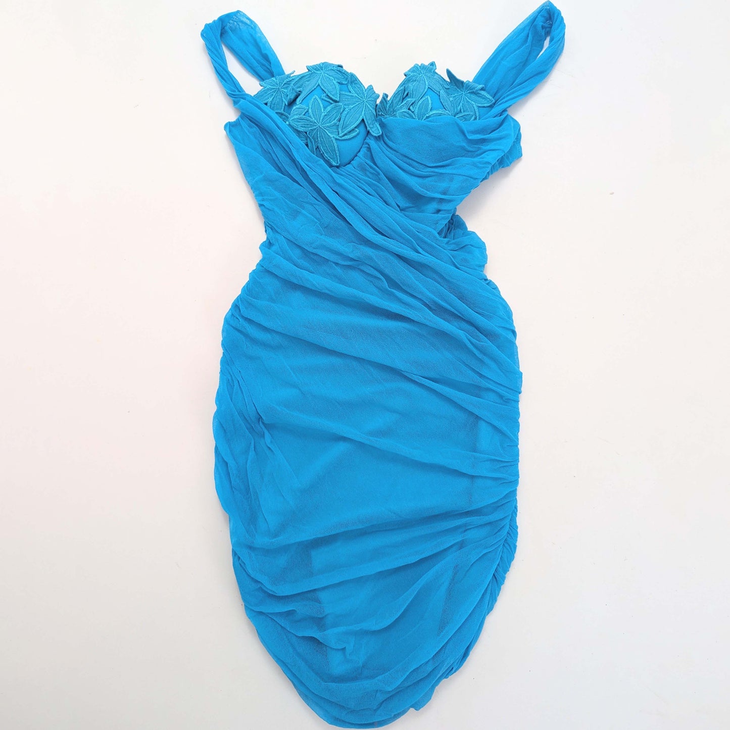 Robe La Perla cintré en mousseline bleu