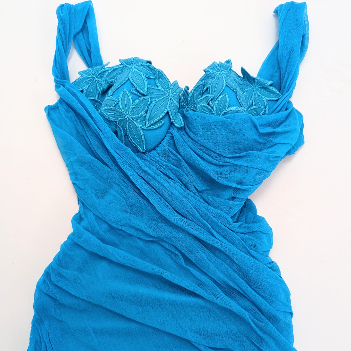 Robe La Perla cintré en mousseline bleu