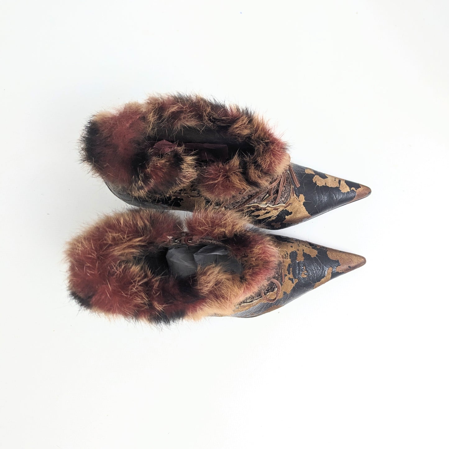 El Dantes cracked leather and fur ankle boots - EU39|UK6|US8