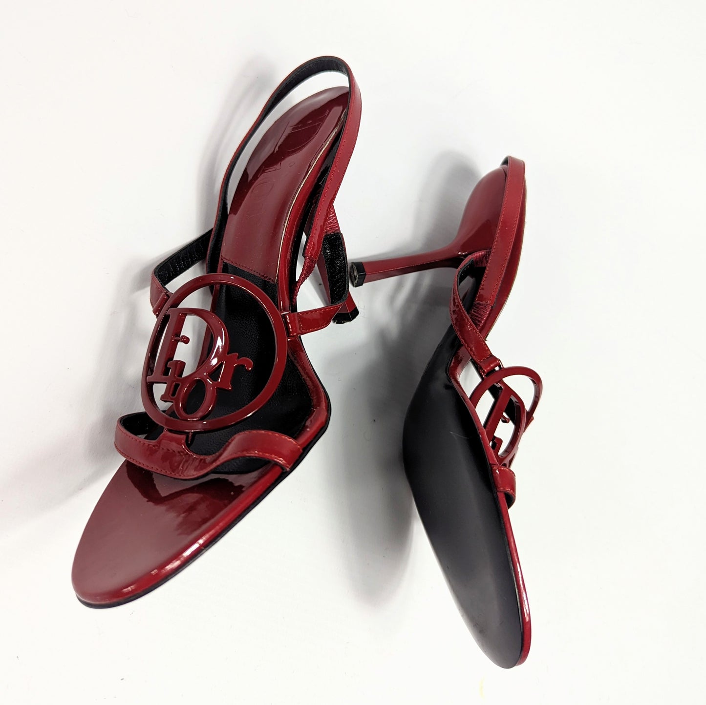 Red patent sandals with Dior logo by Galliano -EU36,5|UK3,5|US5,5