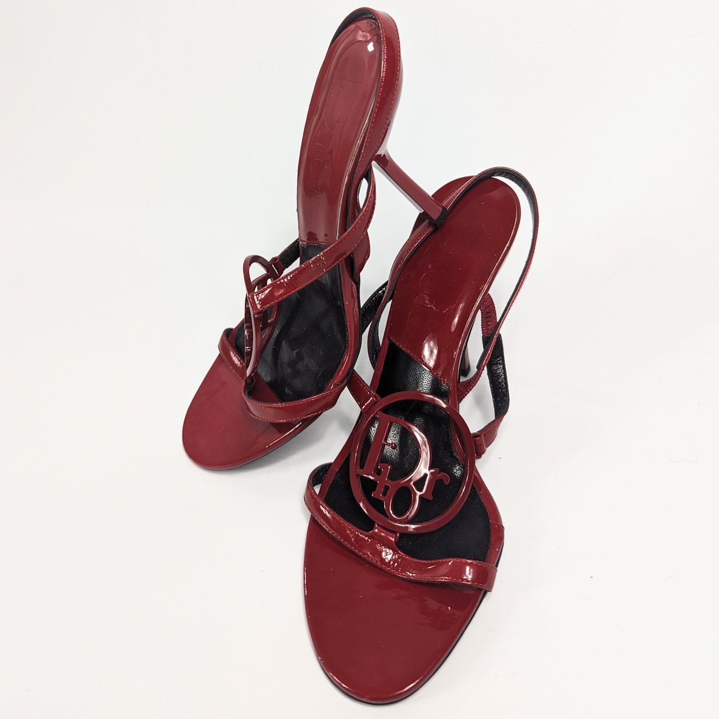 Red patent sandals with Dior logo by Galliano -EU36,5|UK3,5|US5,5