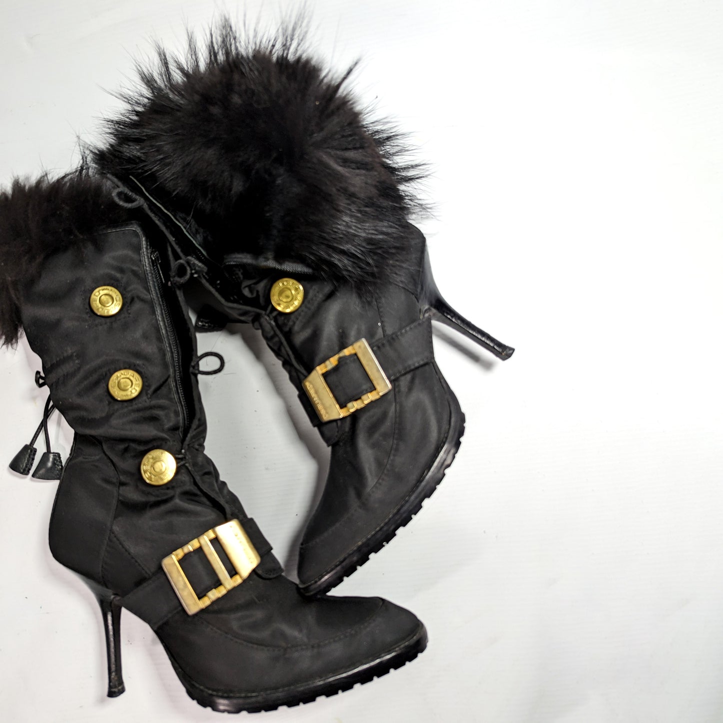 Black Dsquared2 boots lined with real fur - EU39|UK6|US8