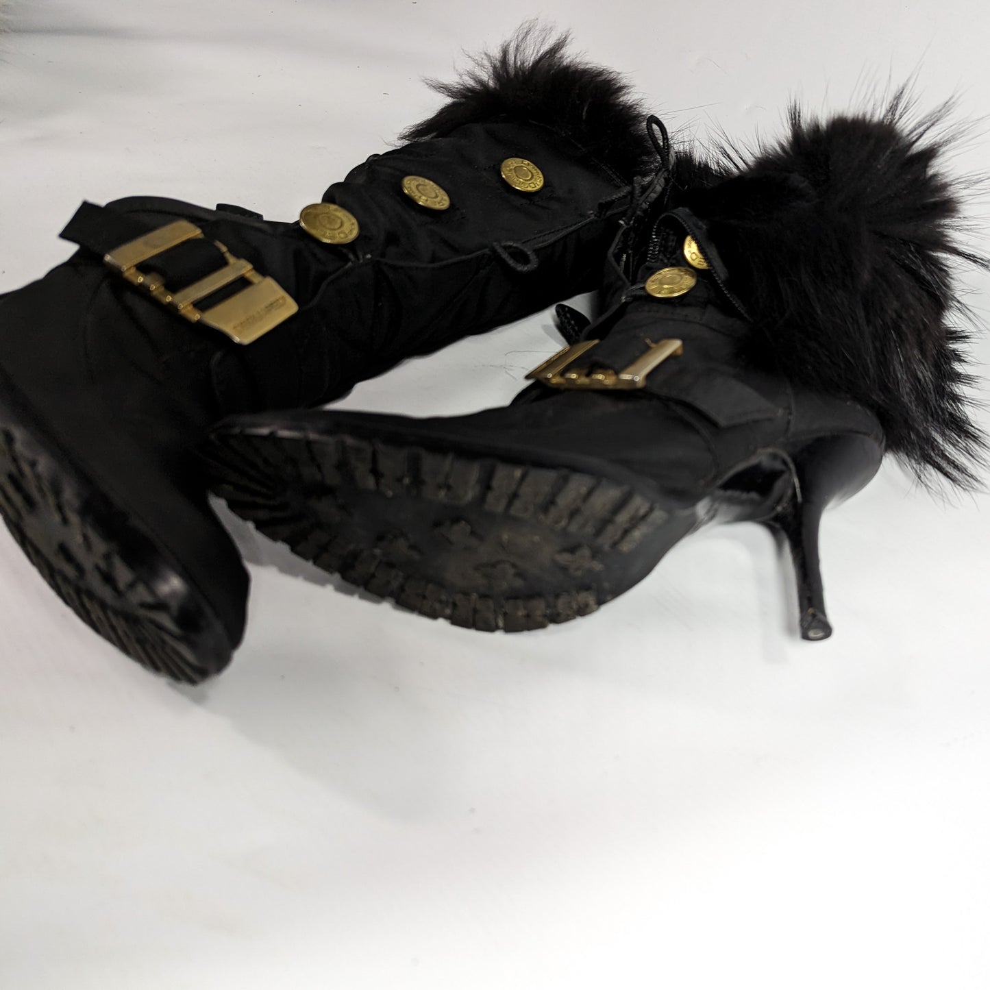 Black Dsquared2 boots lined with real fur - EU39|UK6|US8