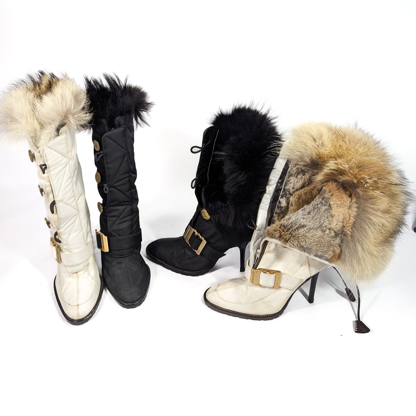 Black Dsquared2 boots lined with real fur - EU39|UK6|US8