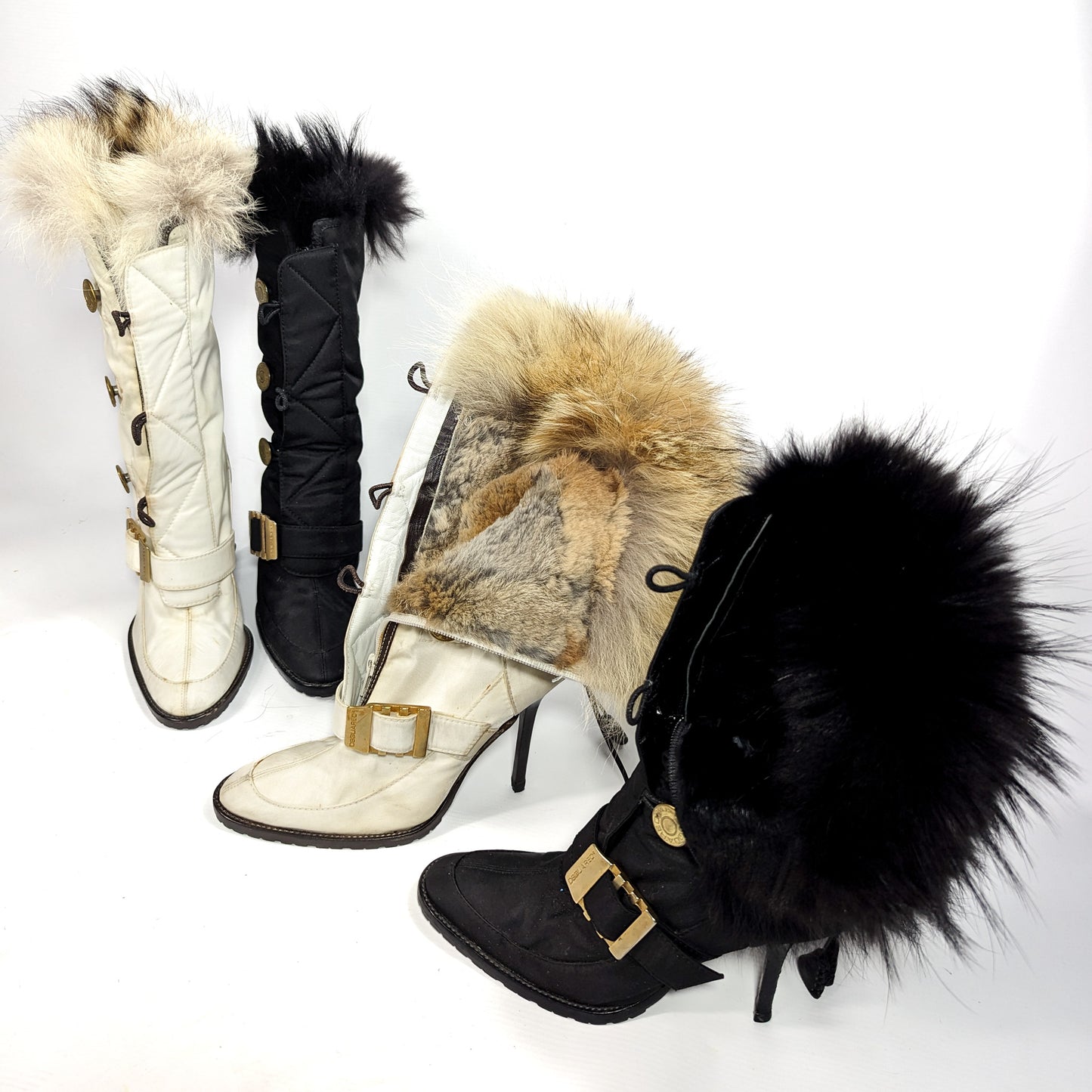 Black Dsquared2 boots lined with real fur - EU39|UK6|US8