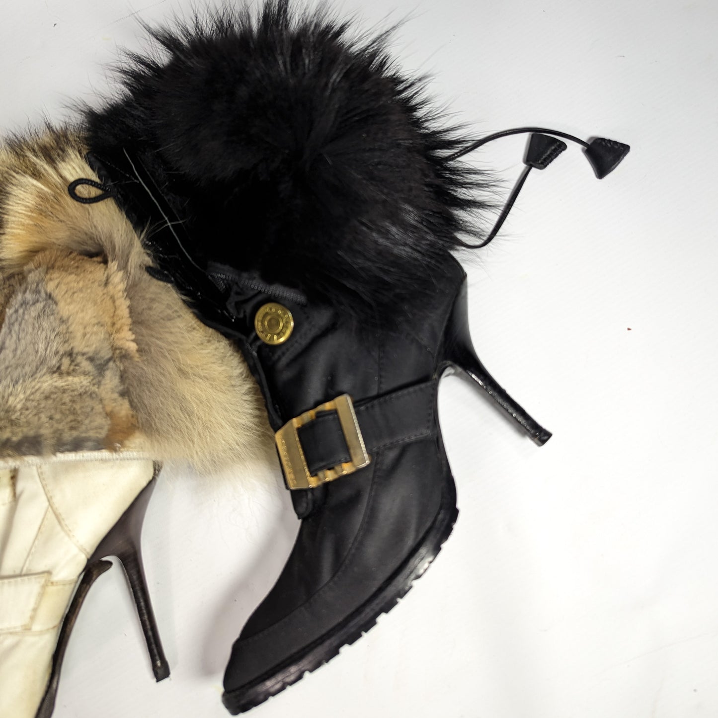Black Dsquared2 boots lined with real fur - EU39|UK6|US8