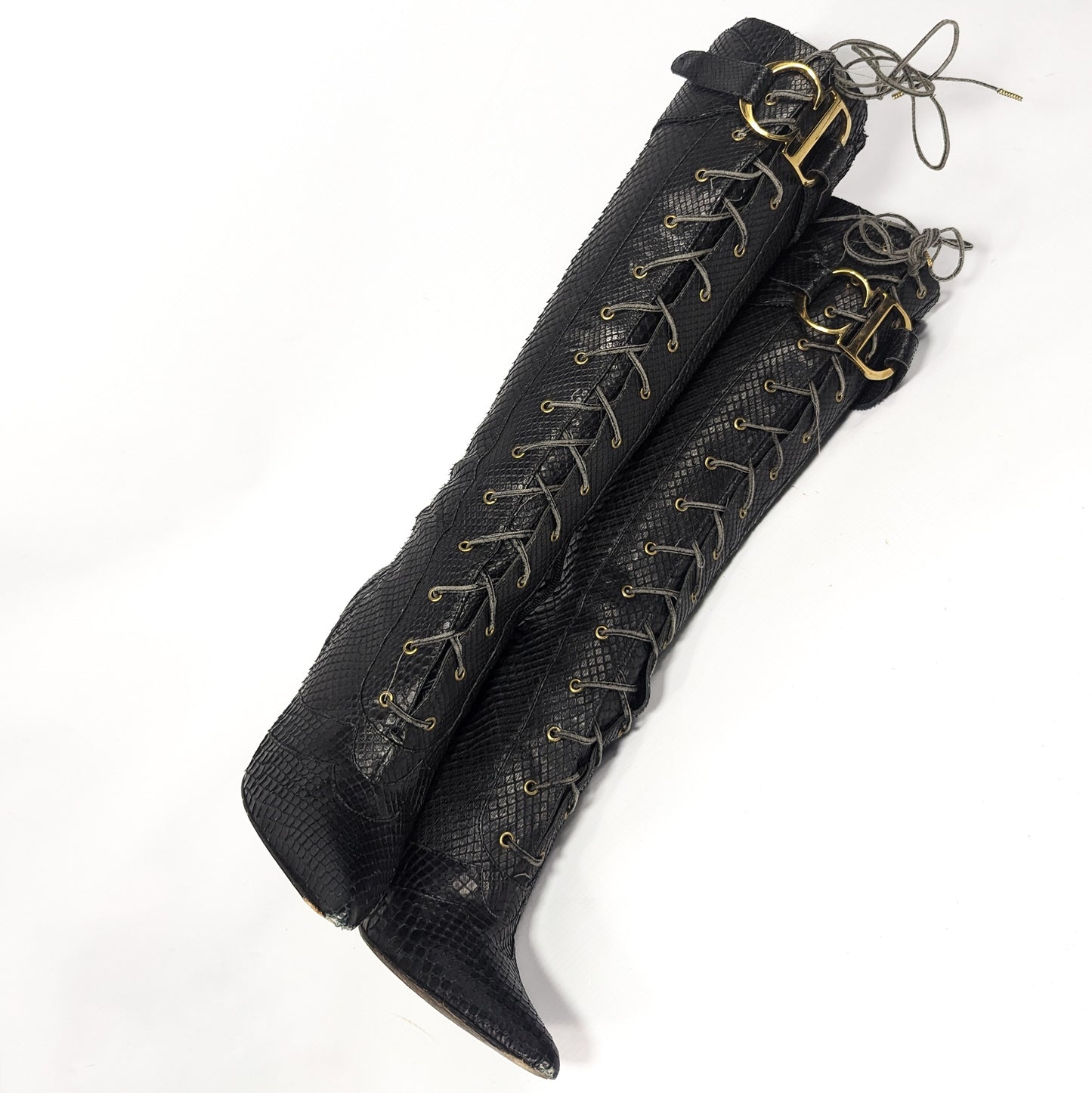 Dior by Galliano Fall 2000 Python Buckle Boots - EU37.5|UK4.5|US6.5