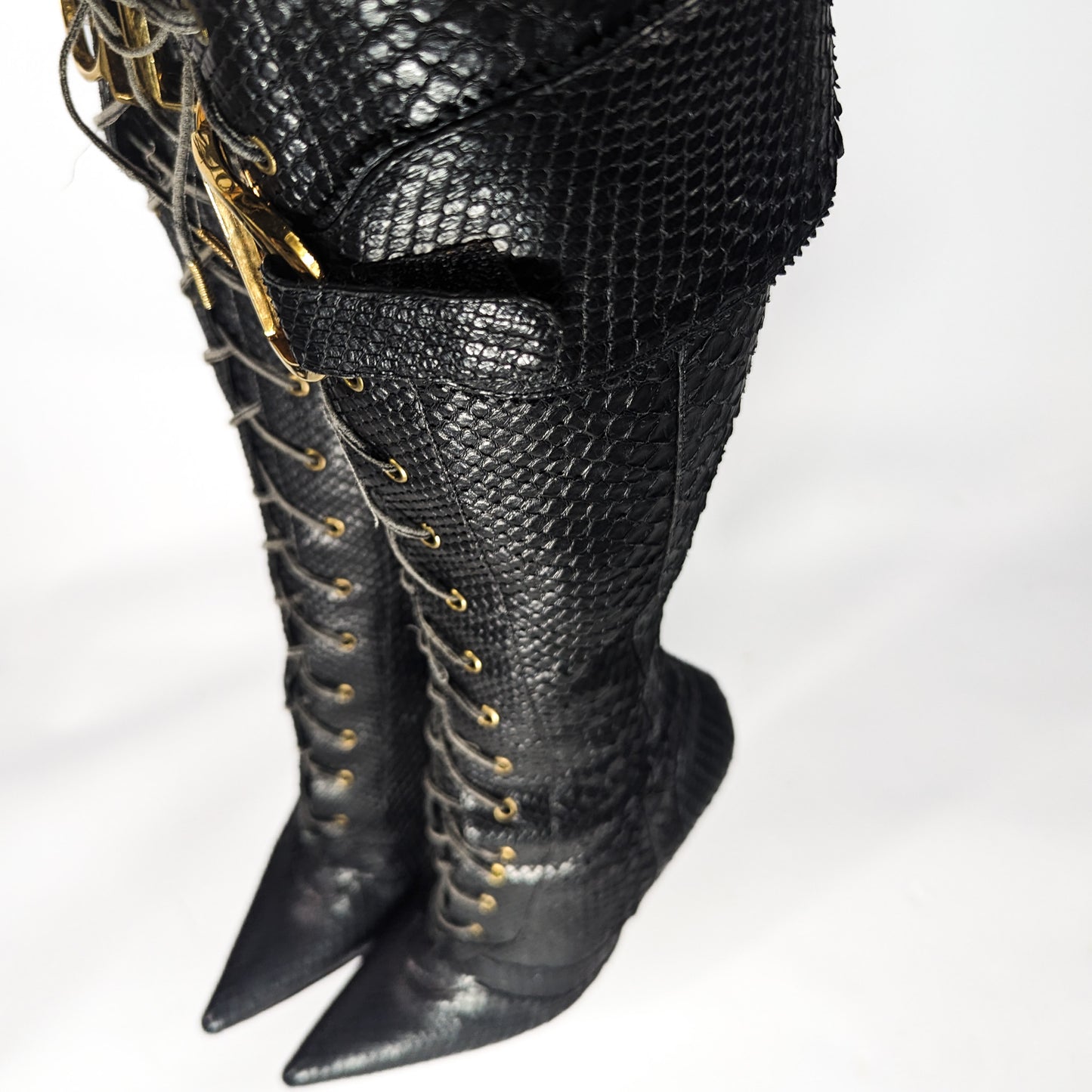 Dior by Galliano Fall 2000 Python Buckle Boots - EU37.5|UK4.5|US6.5