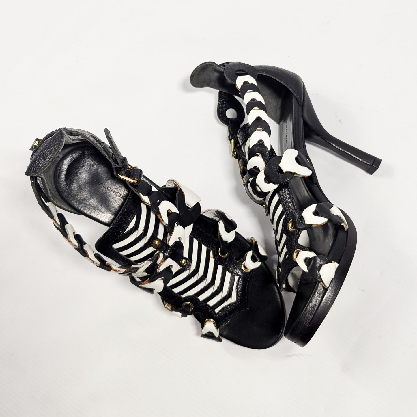Balenciaga Black and White Braided Sandals 2008 - EU37.5|UK4.5|US6.5
