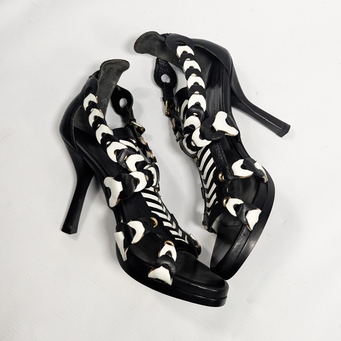 Balenciaga Black and White Braided Sandals 2008 - EU37.5|UK4.5|US6.5