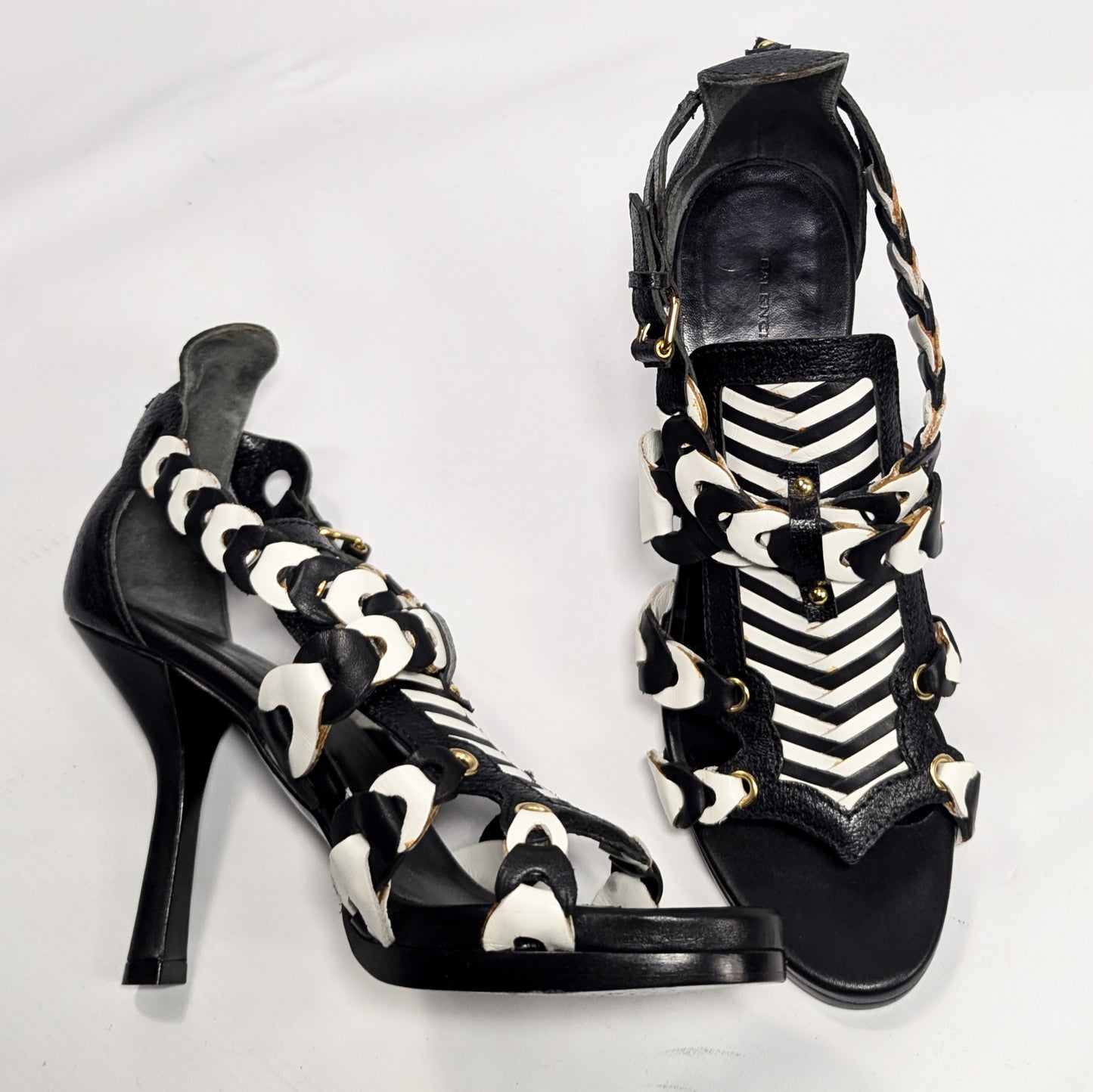 Balenciaga Black and White Braided Sandals 2008 - EU37.5|UK4.5|US6.5