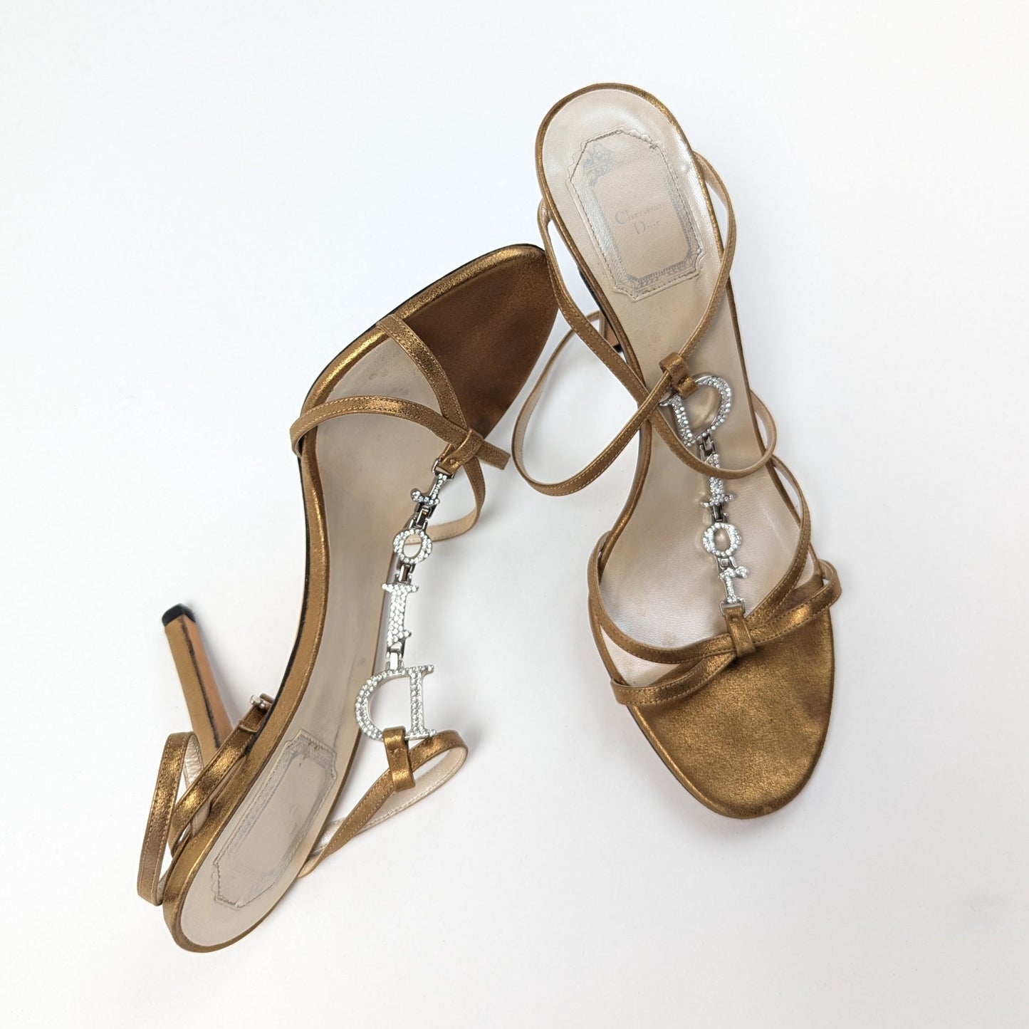 Dior rhinestone "logo" sandals by Galliano - EU38|5UK|7US