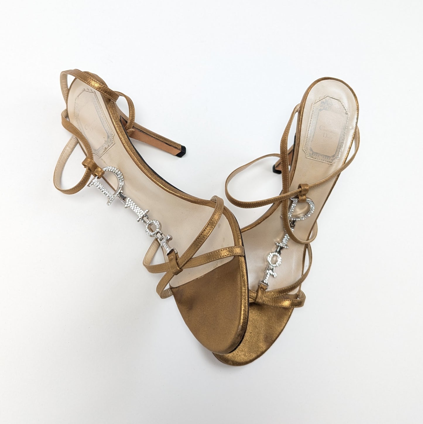 Dior rhinestone "logo" sandals by Galliano - EU38|5UK|7US