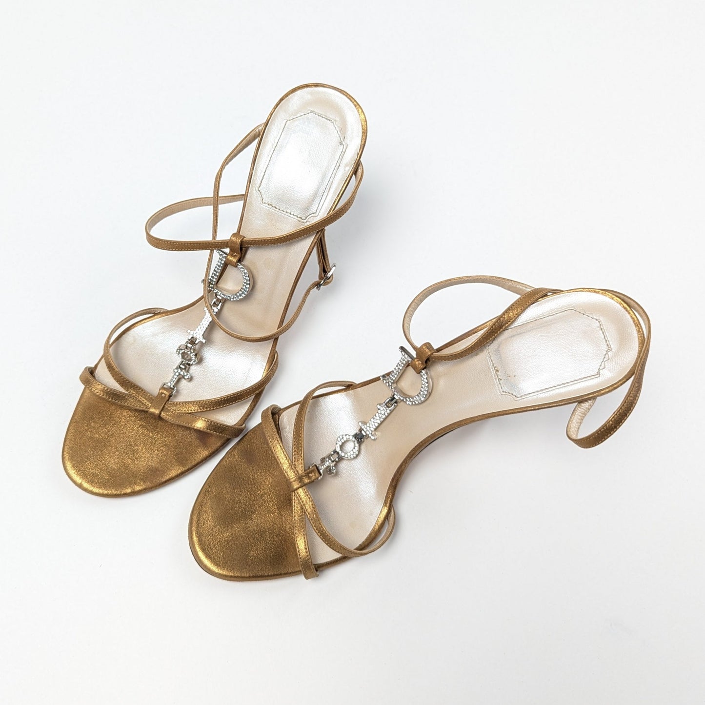 Dior rhinestone "logo" sandals by Galliano - EU38|5UK|7US