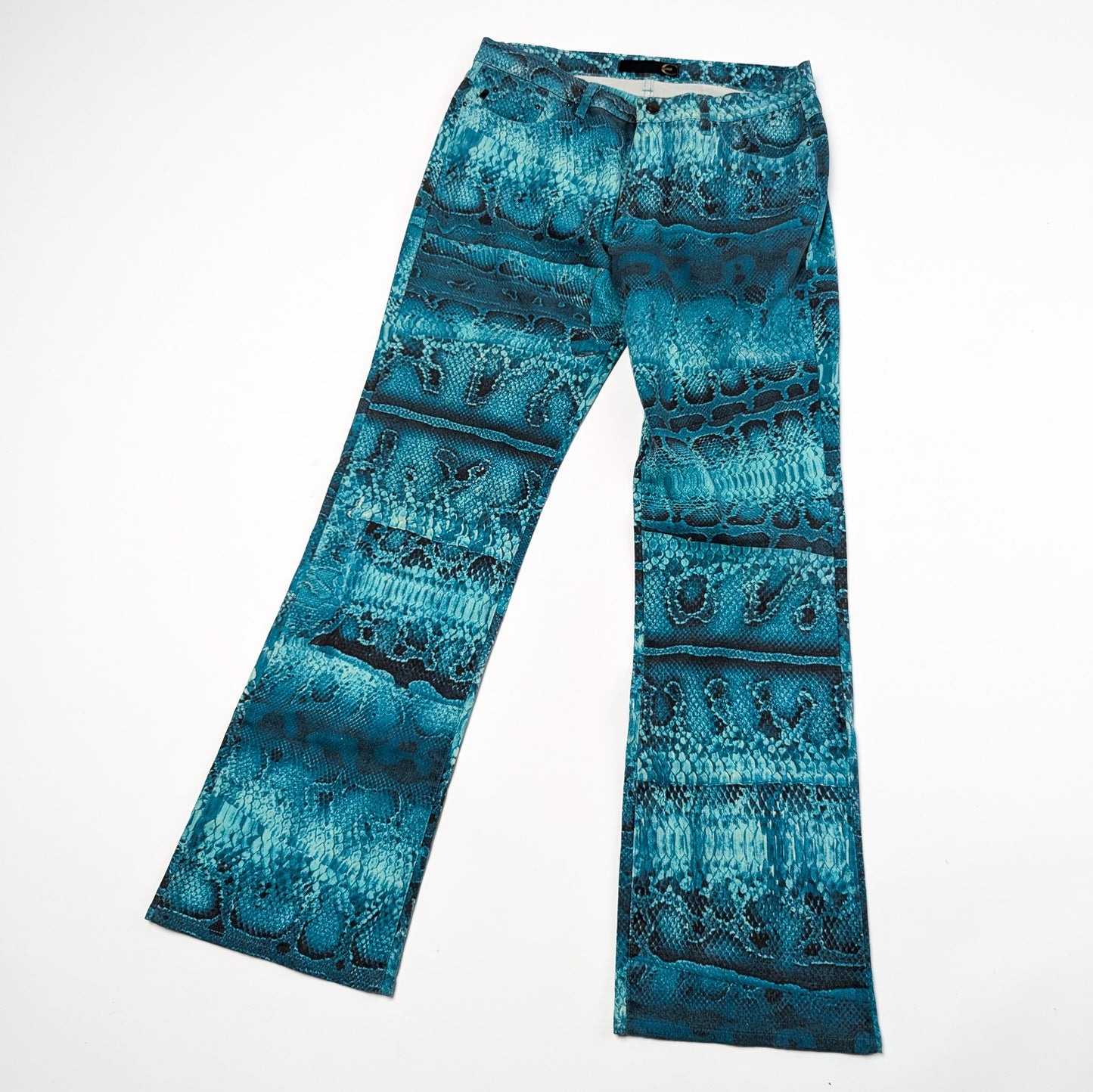 Cavalli Animal Print Blue Trousers Set - XL