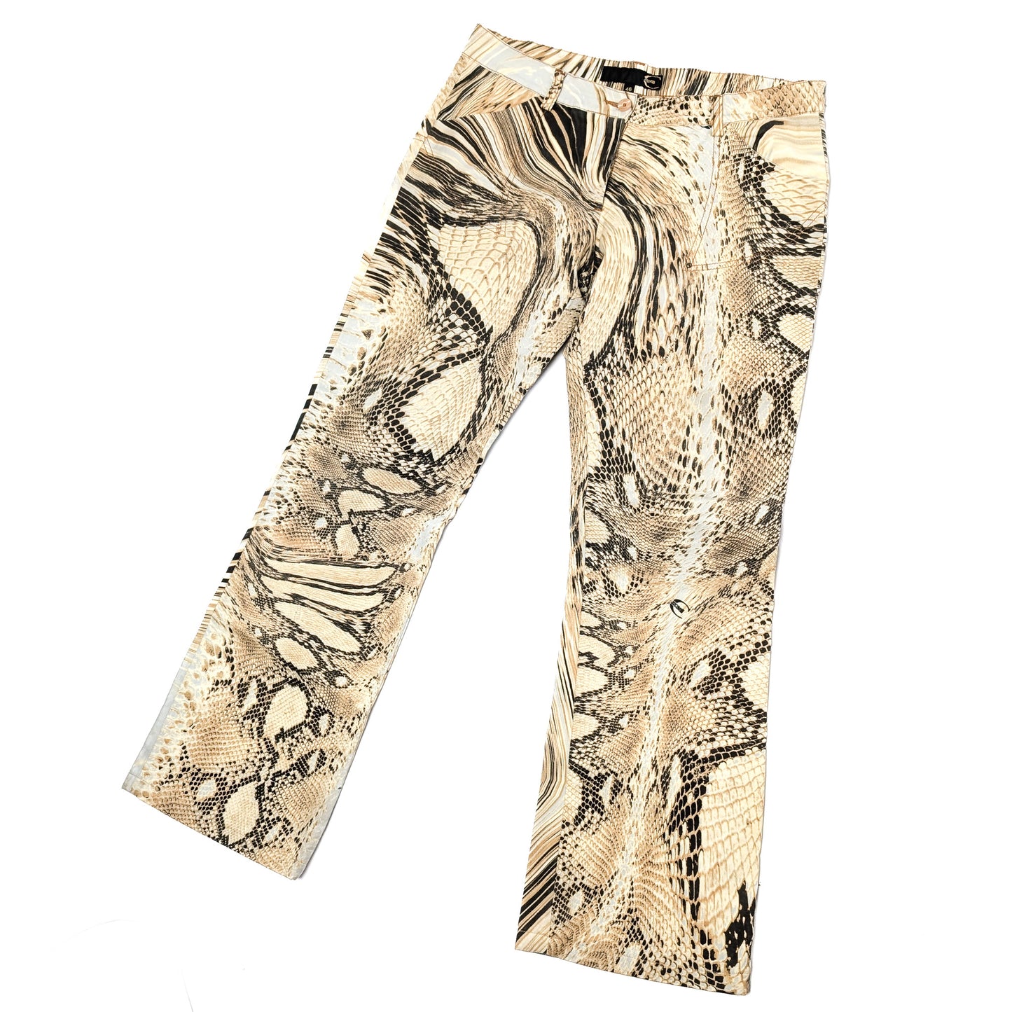 Cavalli beige animal print pants - L
