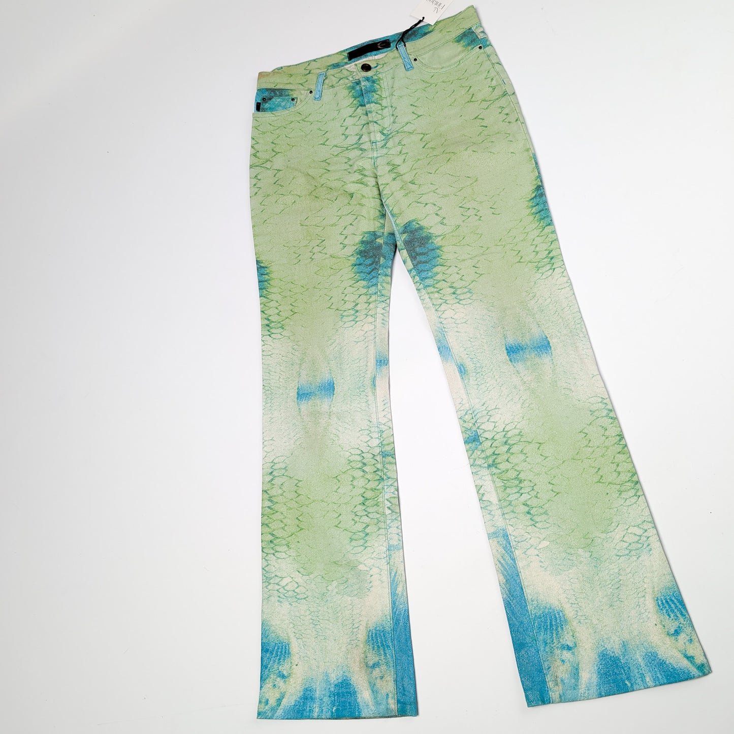 Roberto Cavalli Green Python Print Jeans - M