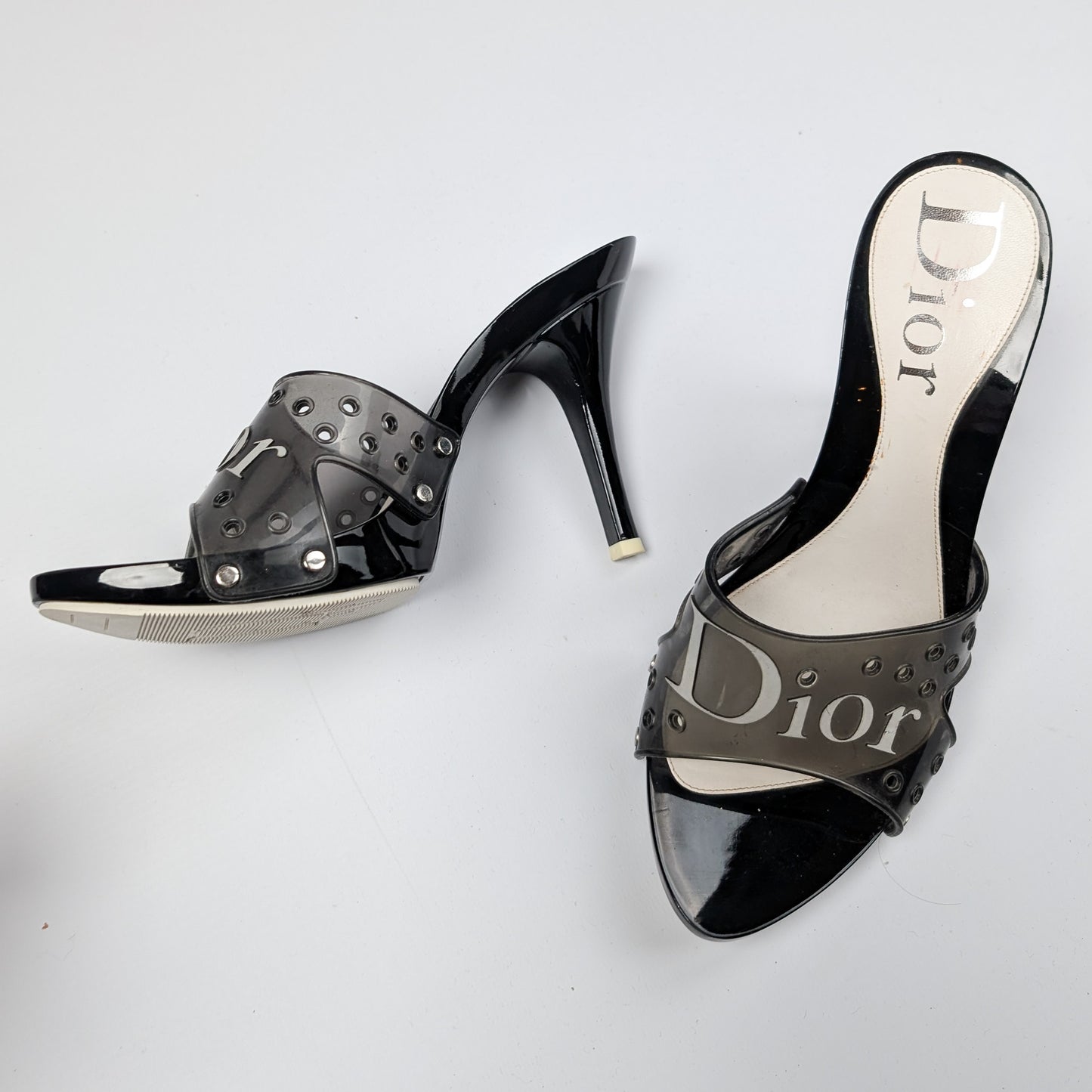 Dior White and Black Jelly Mules by Galliano - EU39|6UK|8US