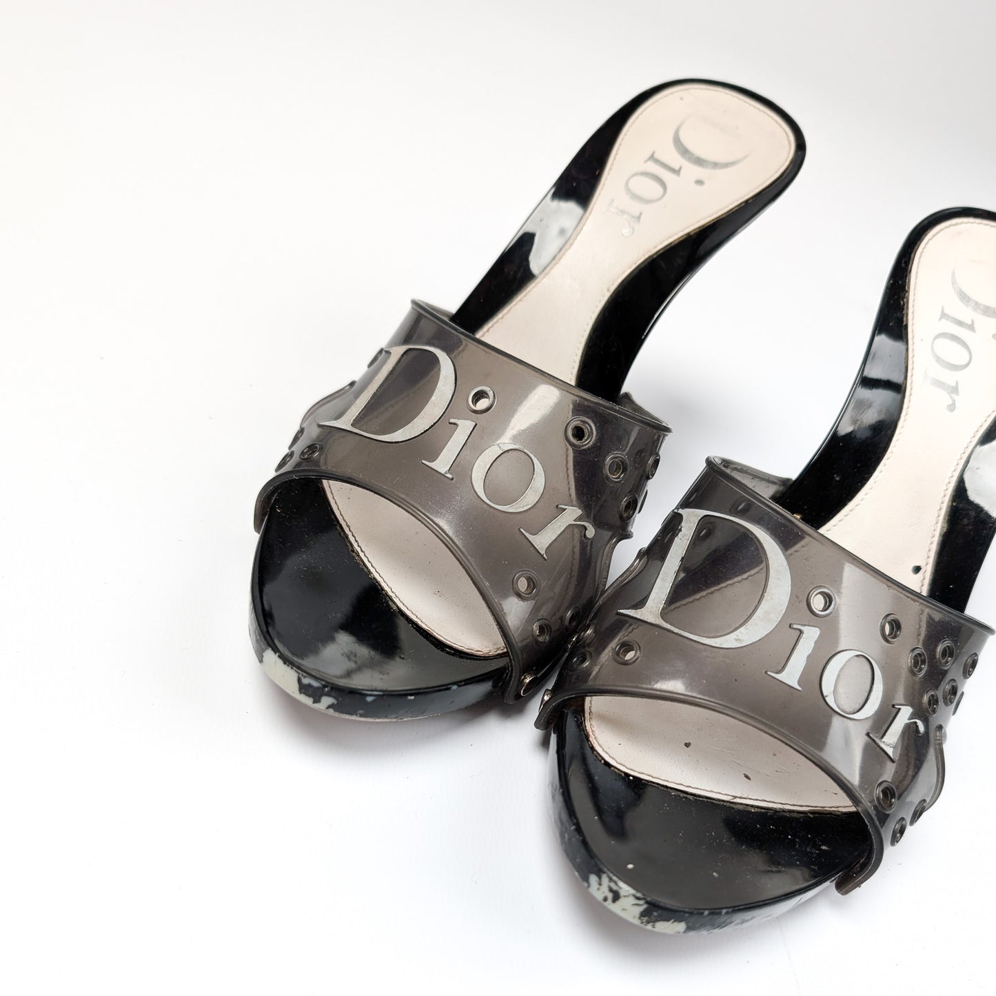 Dior White and Black Jelly Mules by Galliano - EU38|5UK|7US