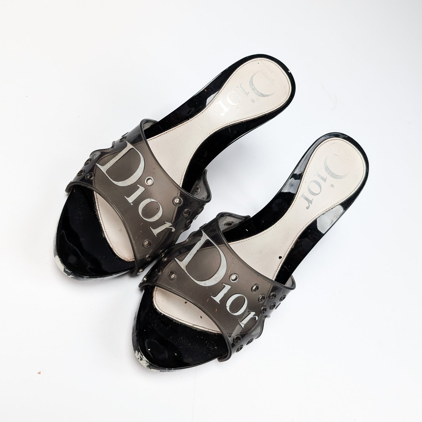 Dior White and Black Jelly Mules by Galliano - EU38|5UK|7US