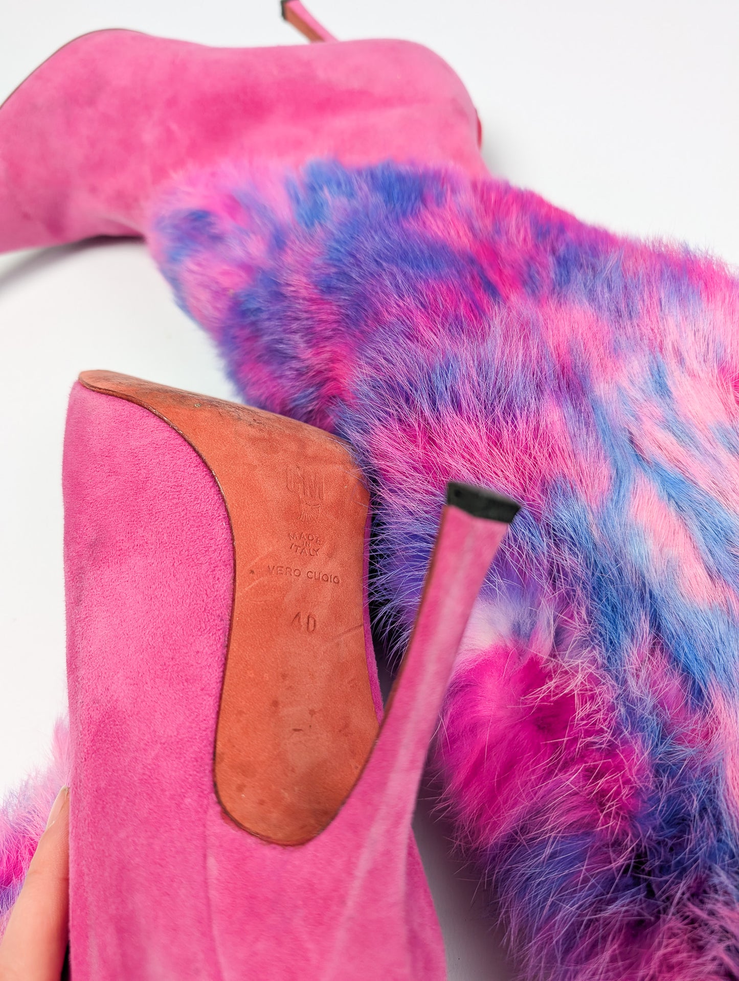 Italian boots with pink fur trim - EU40|7UK|9US