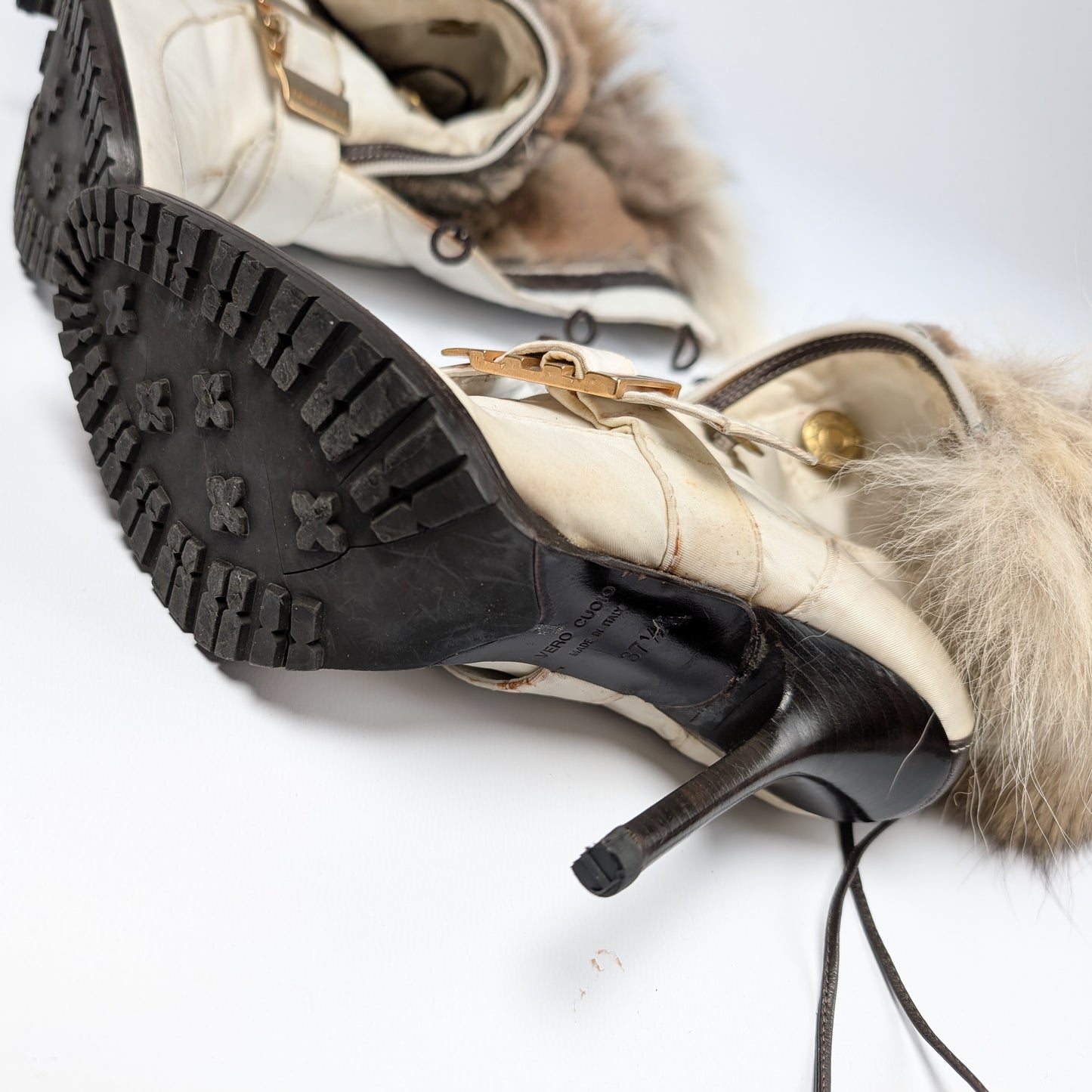 Dsquared2 ecru boots lined with real fur - EU37|UK4|US6