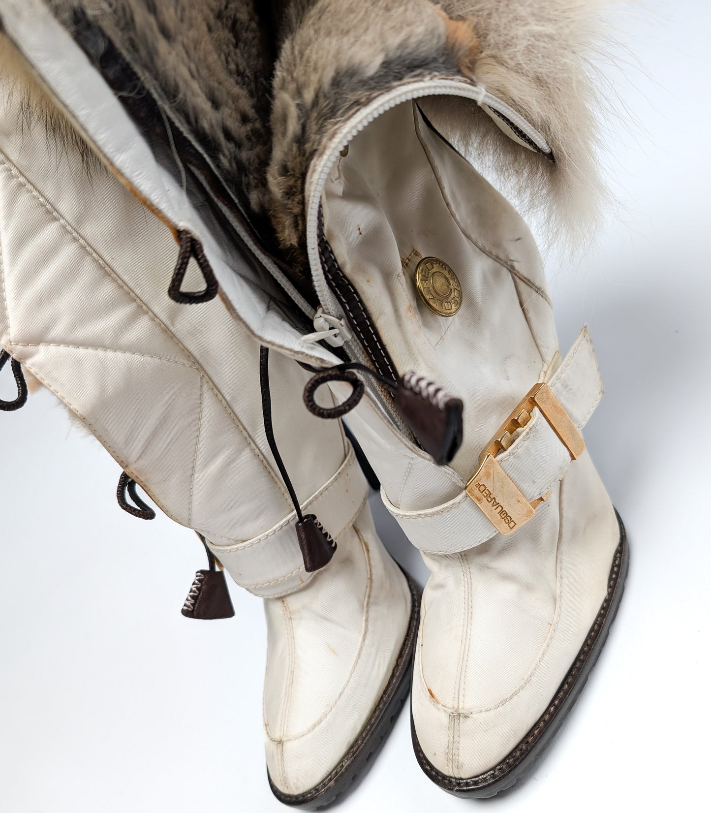Dsquared2 ecru boots lined with real fur - EU37|UK4|US6