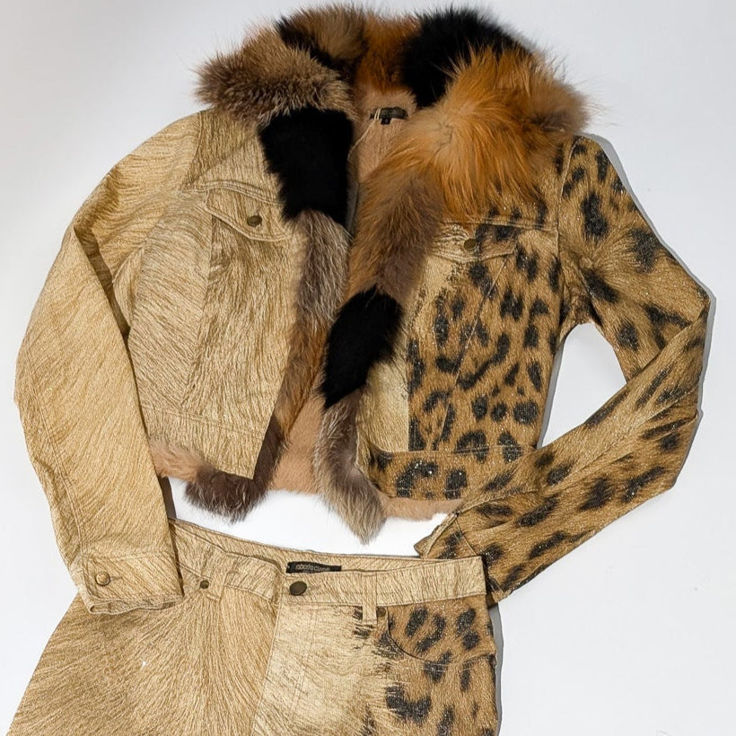 Roberto Cavalli leopard fur set
