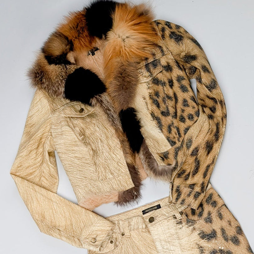 Roberto Cavalli leopard fur set