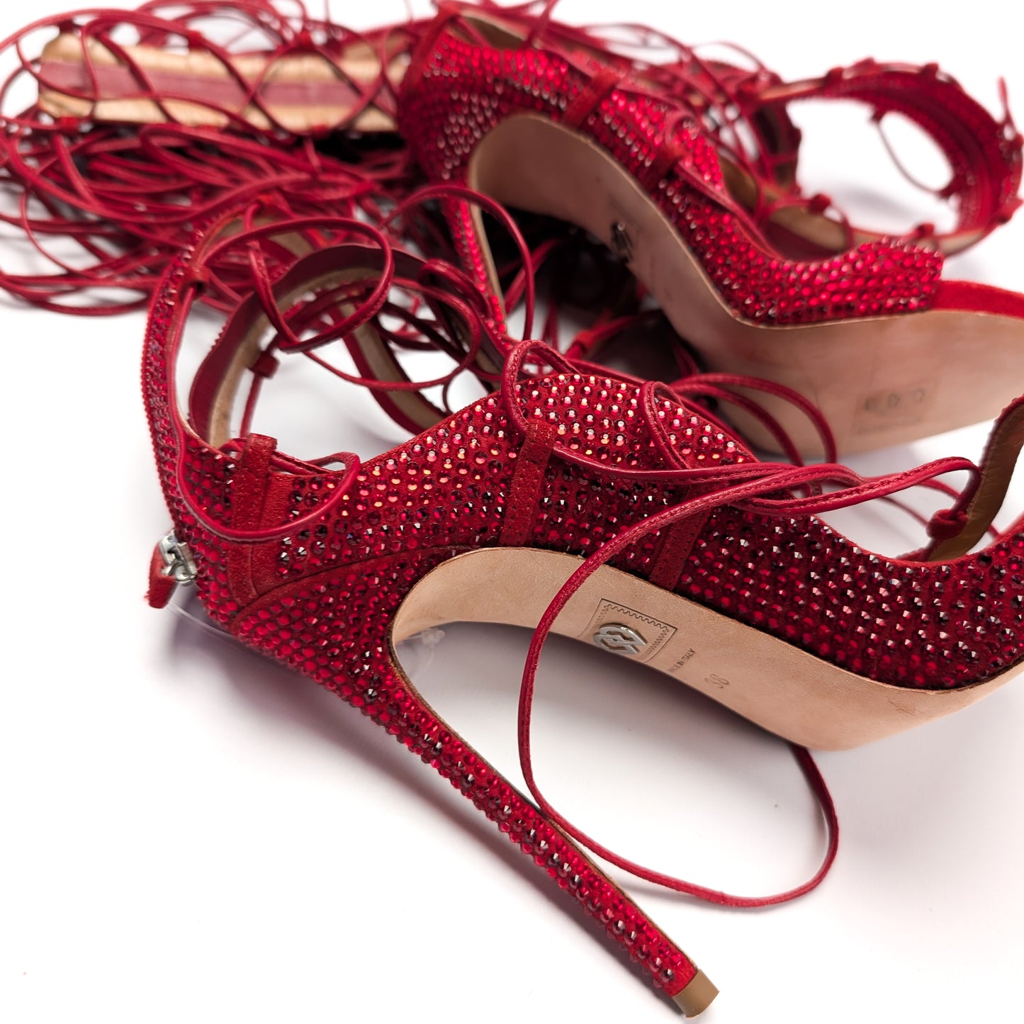 Dsquared2 Red High Lace Up Sandals - EU38|UK5|US7
