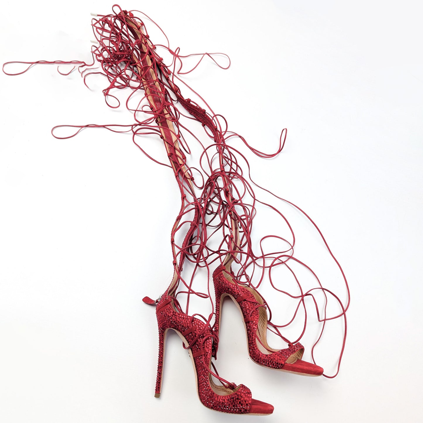 Dsquared2 Red High Lace Up Sandals - EU38|UK5|US7