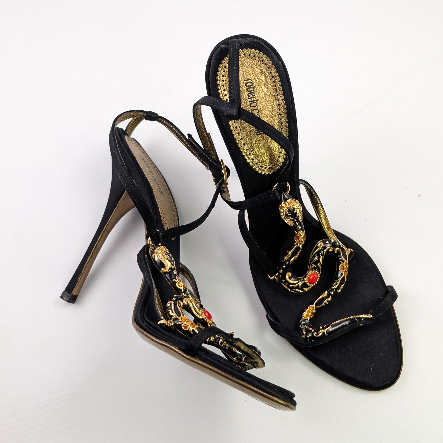 Roberto Cavalli snake jewel sandals- EU40|UK7|US9