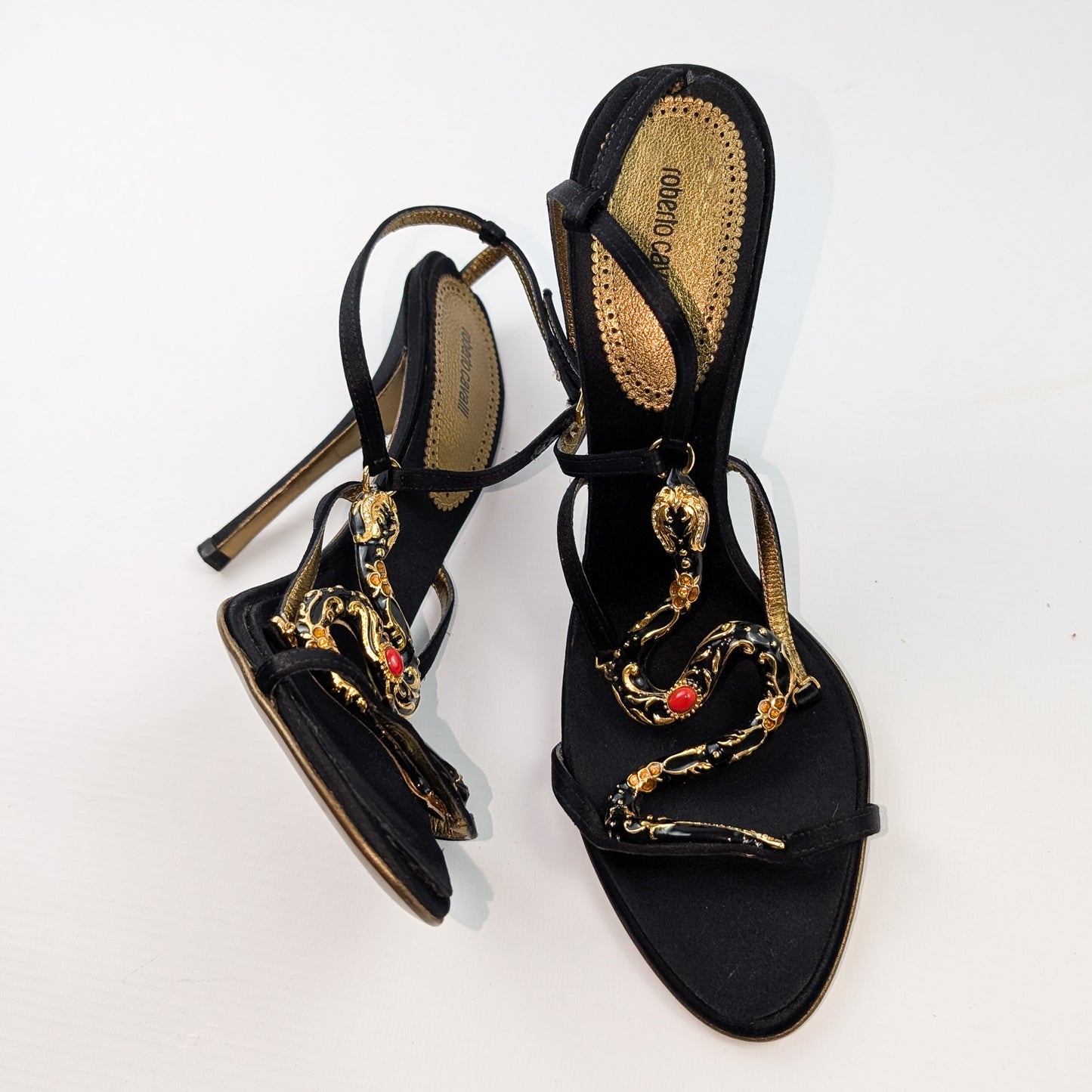 Roberto Cavalli snake jewel sandals- EU40|UK7|US9