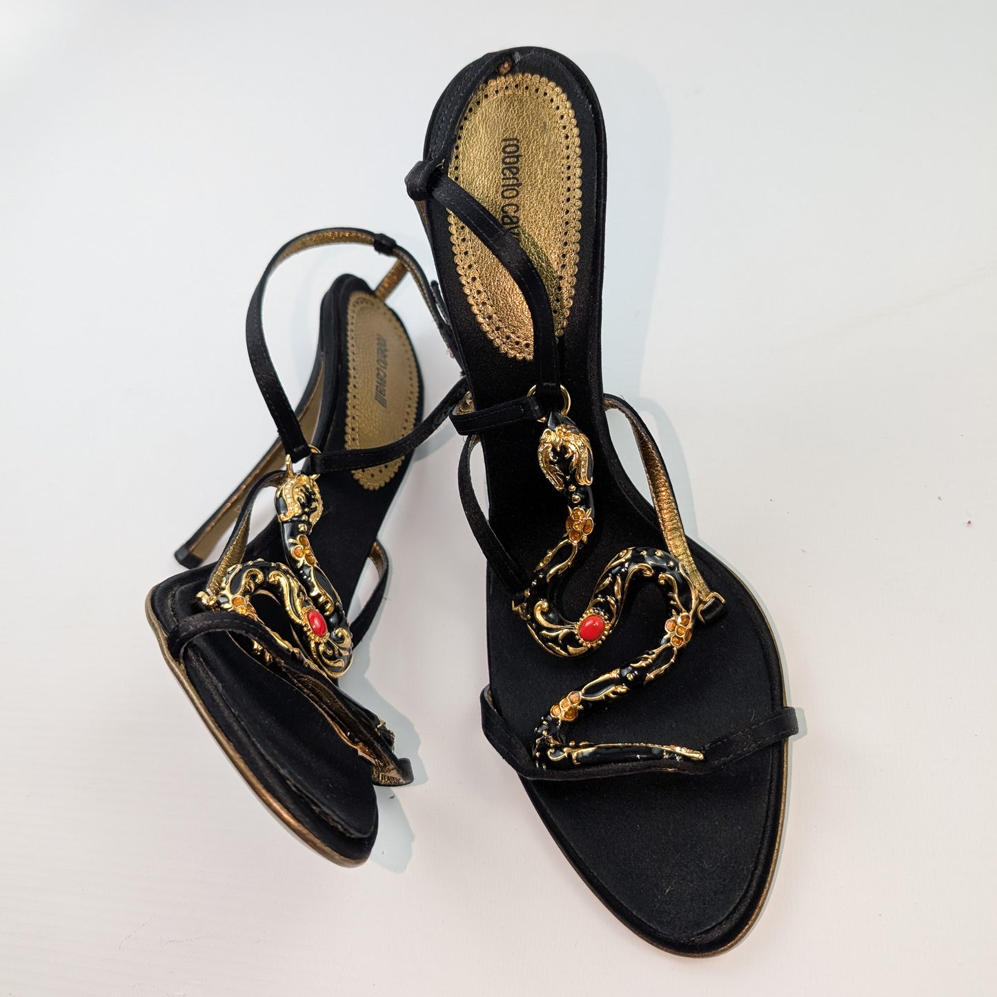 Roberto Cavalli snake jewel sandals- EU40|UK7|US9