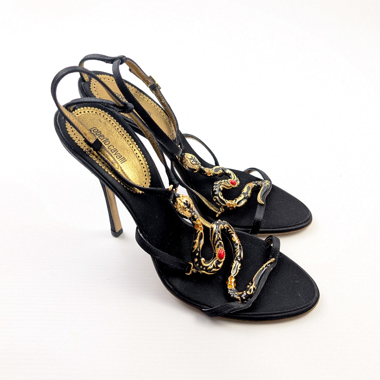 Roberto Cavalli snake jewel sandals- EU40|UK7|US9