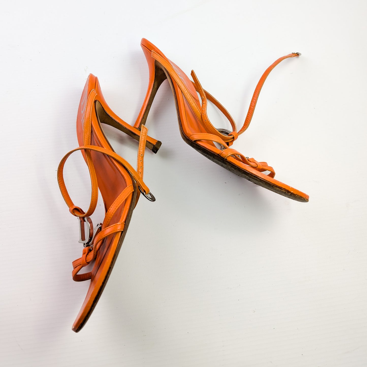 Dior orange "logo" sandals by Galliano - EU38|5UK|7US