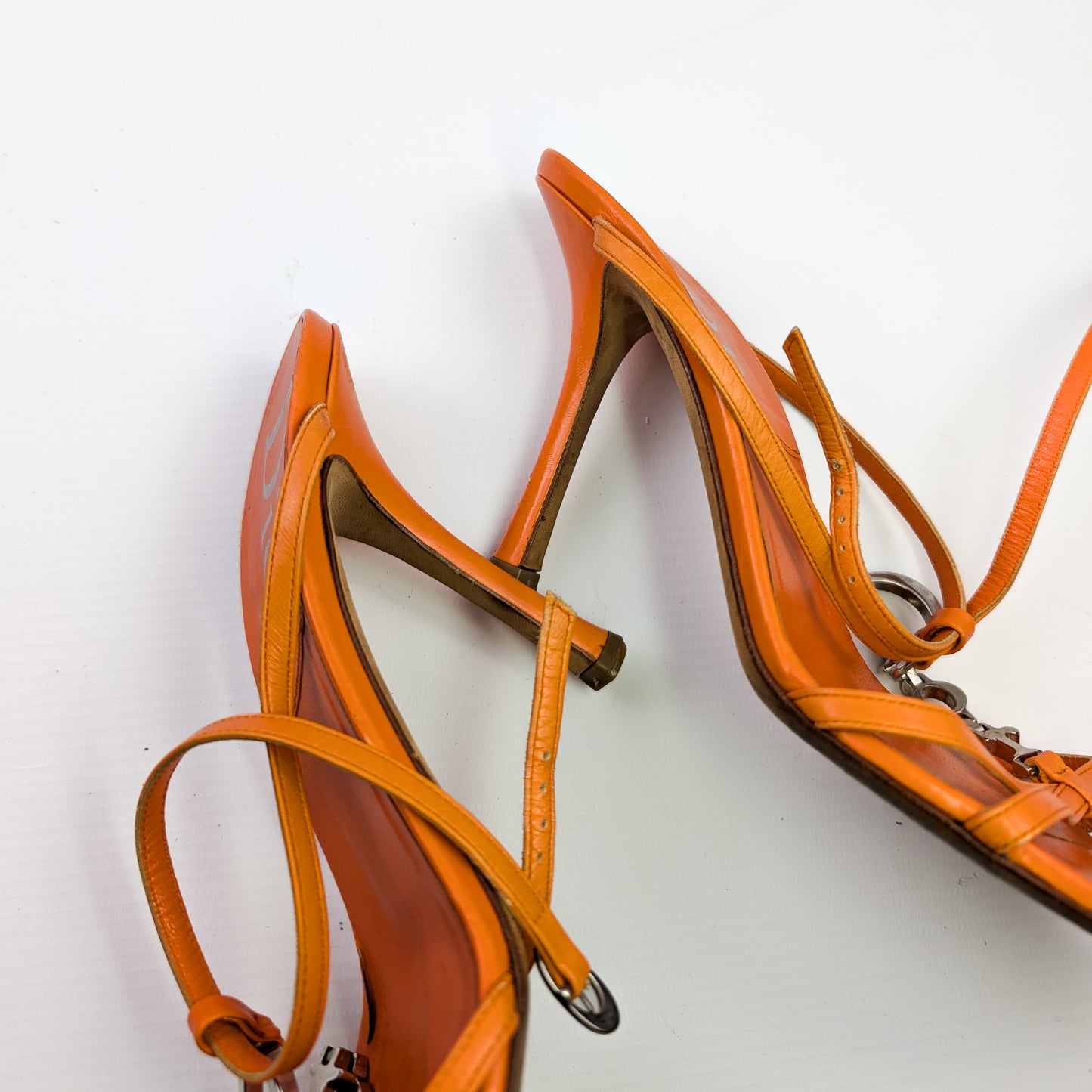 Dior orange "logo" sandals by Galliano - EU38|5UK|7US